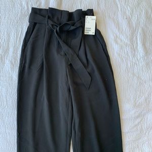 H&M Black Straight Leg Paper Bag Style Dress Pant